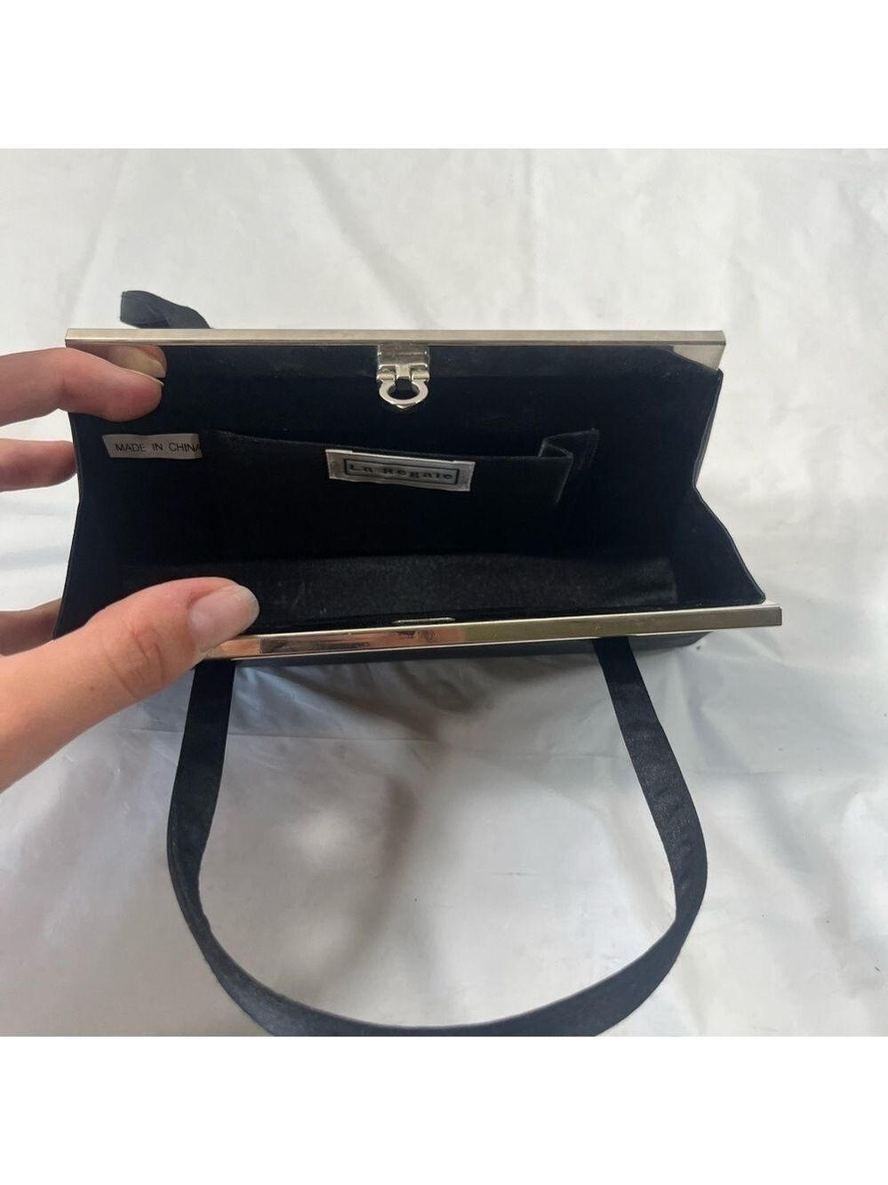 La Regale Small Black  Satin purse - Picture 7 of 7